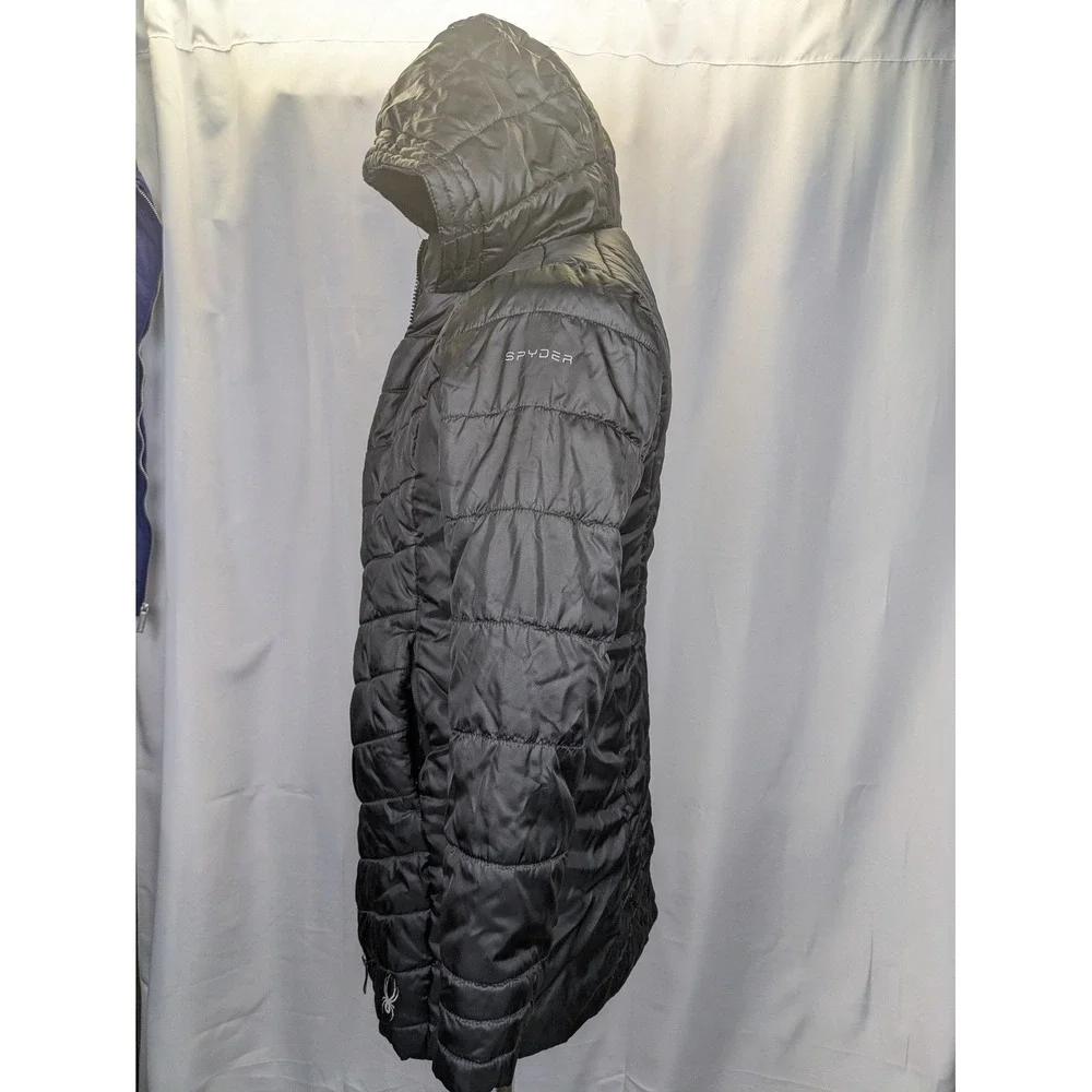 Spyder Quilted Hooded Puffer‎ Jacket Child's Large 12-14 Black Winter Warm Coat